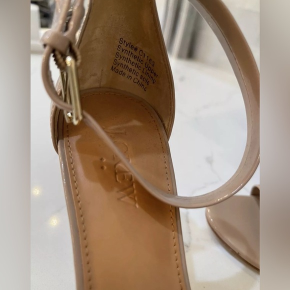 J. Crew patent high heel sandal Nude Khaki C1163 NIB Sz9 - Picture 6 of 10